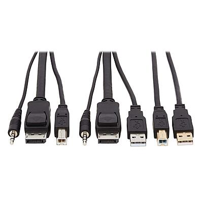 Tripp Lite DisplayPort KVM Cable Kit 4K USB 3.5mm Audio 3xM/3xM USB MM 10ft - 60 MB/s - Supports up to 3840 x 2160 - Gold Plated Contact - Black