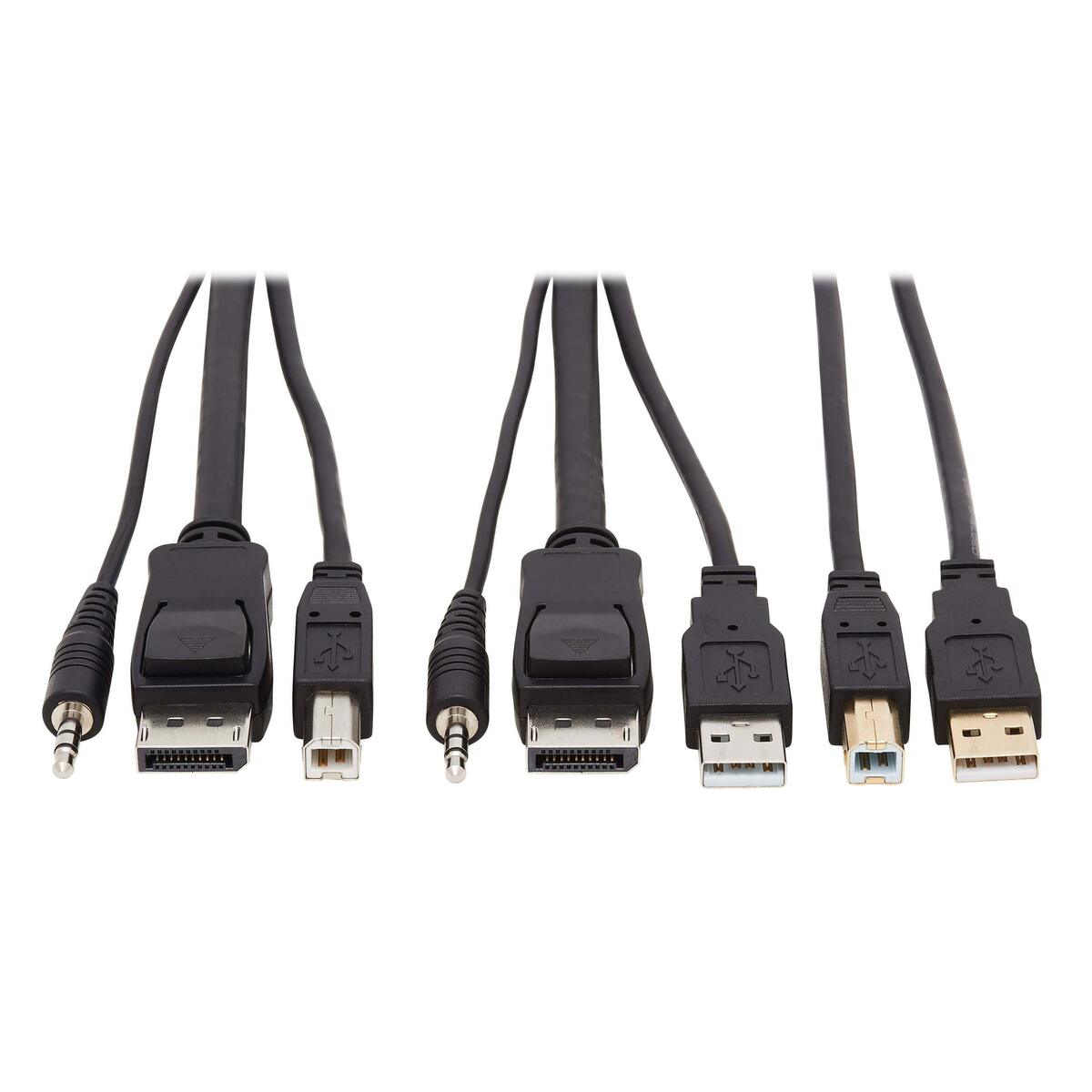 Tripp Lite DisplayPort KVM Cable Kit 4K USB 3.5mm Audio 3xM/3xM USB MM 10ft - 60 MB/s - Supports up to 3840 x 2160 - Gold Plated Contact - Black