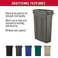 Suncast Commercial 23-Gallon Slim Narrow Trash and Recycling Bin