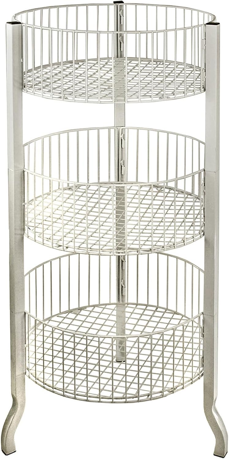 Azar Displays 300703 3 Tiered Round Wire Dump Bins, White