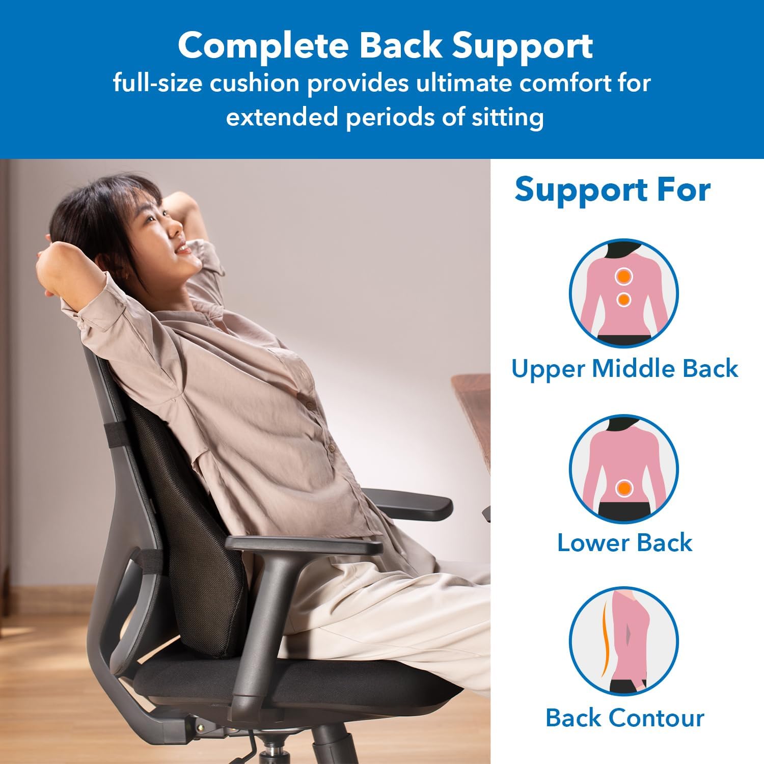 Mount-It! Office Chair Lumbar Support Cushion with Memory Foam