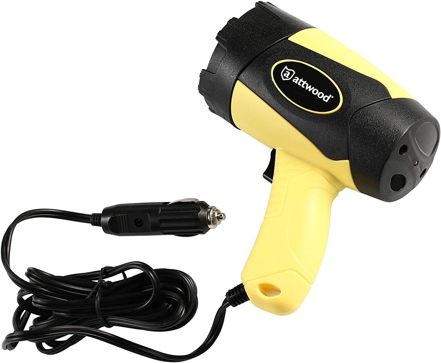 Attwood 11794-7 Portable 5W LED Emergency Spotlight 12V Adapter Plug, Safety Yellow/Black One Size