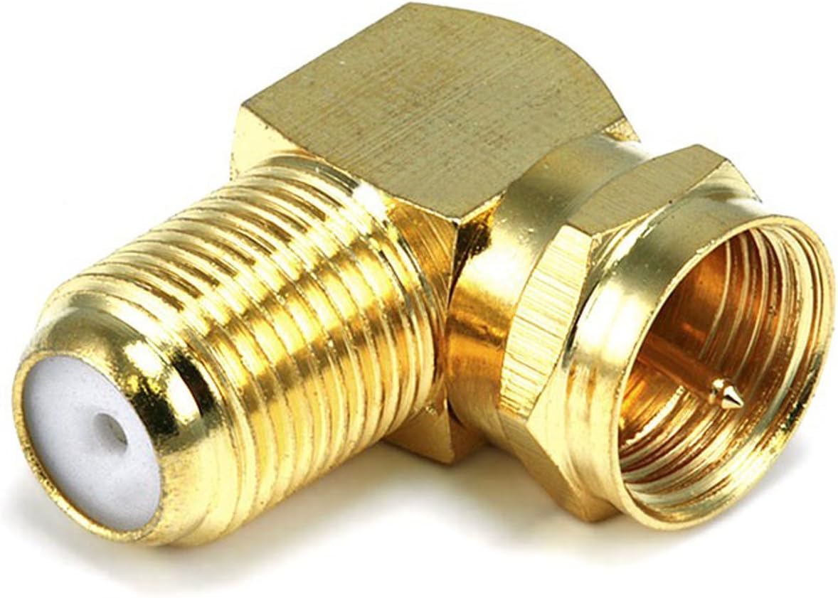Monoprice 106775 F Type Right Angle Female to Male Adapter, Gold Plated (2 Pack)2