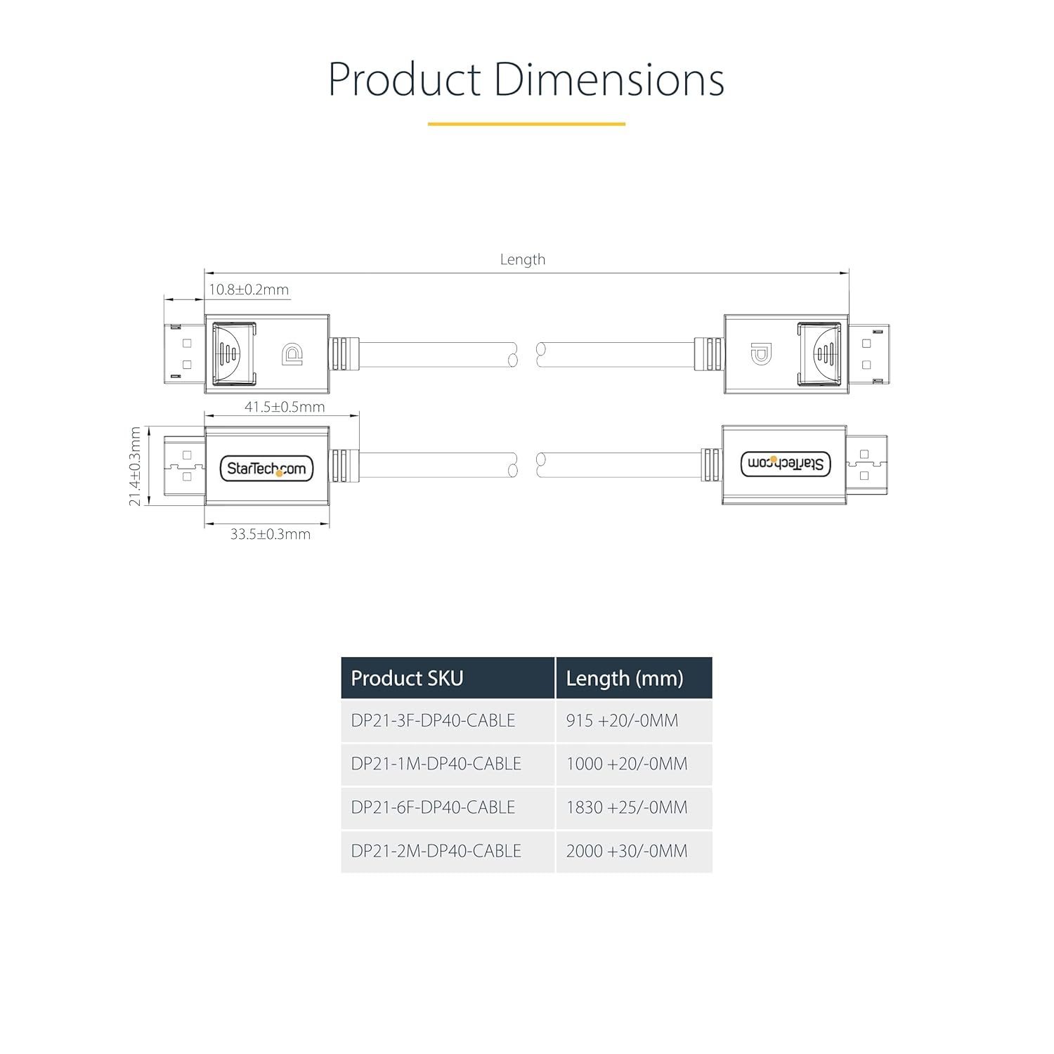 StarTech.com VESA-Certified DisplayPort 2.1 Cable (Male-to-Male)