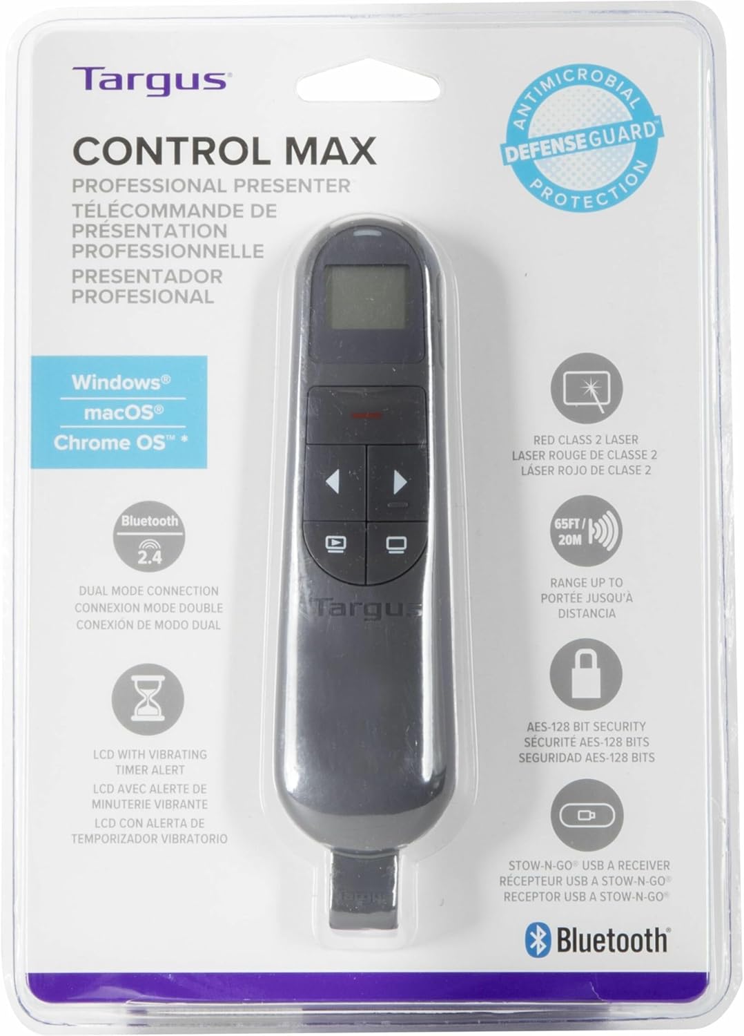 Targus Dual Mode Wireless Laser Presenter with Timer, 2 AAA Batteries Included (AMP06804AMGL)
