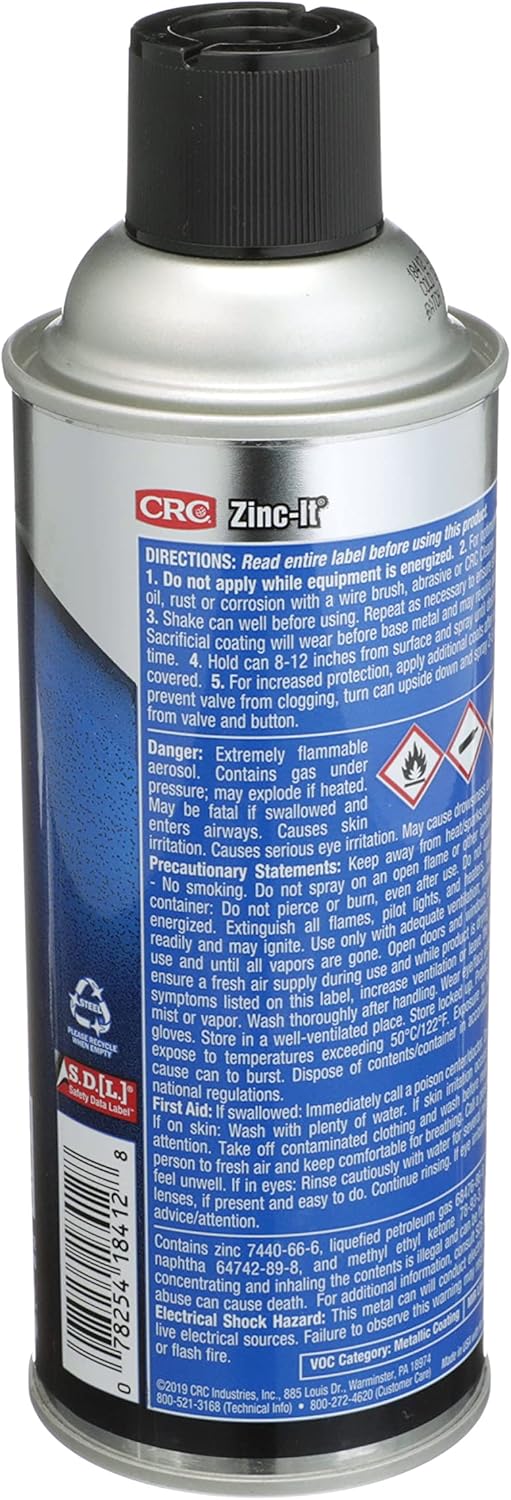 CRC Zinc-It Instant Cold Galvanize Zinc Rich Galvanize Coating 18412– 13 Wt Oz