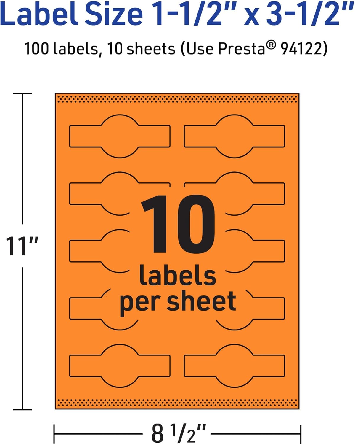 AVERY Printable Wraparound Band Labels, Sure Feed Technology, 1.5" x 3.5", Bright Orange, Cigar Band, Print-to-the-Edge