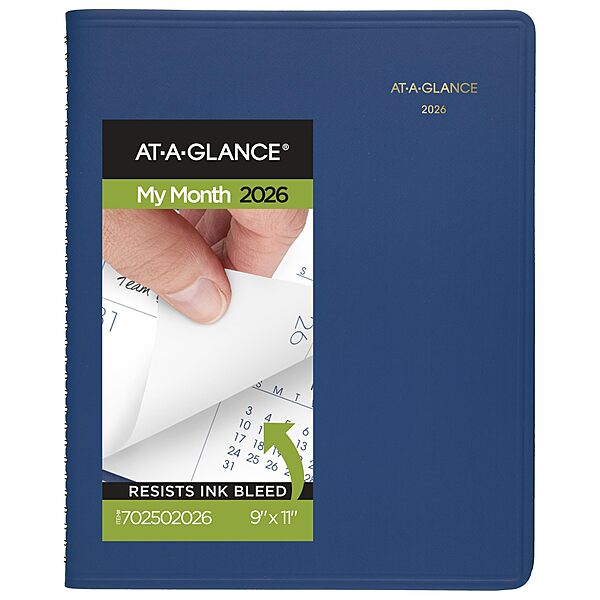 AT-A-GLANCE 15-Month Monthly Planner, Large 9 x 11, Faux Leather