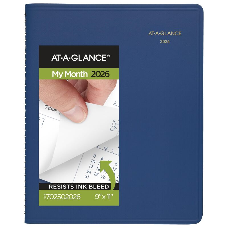 AT-A-GLANCE 15-Month Monthly Planner, Large 9 x 11, Faux Leather