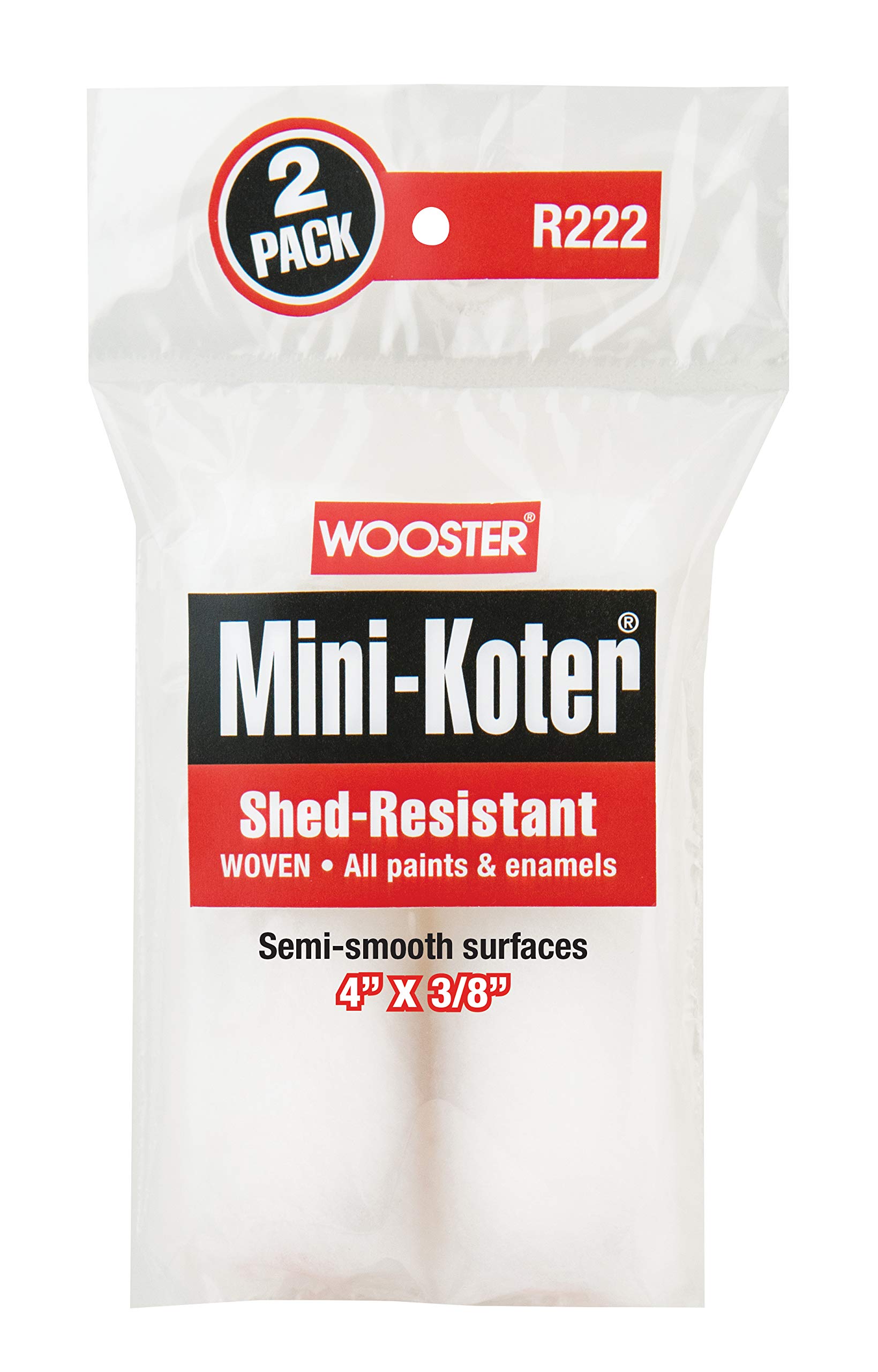 Wooster 48473 4" Mini-Koter Woven 3/8" Nap 2pk - Multi