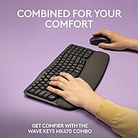 Logitech Wave Keys MK670 Wireless Ergonomic Keyboard And Signature M550 L Wireless Mouse Combo, Graphite, 920-012059