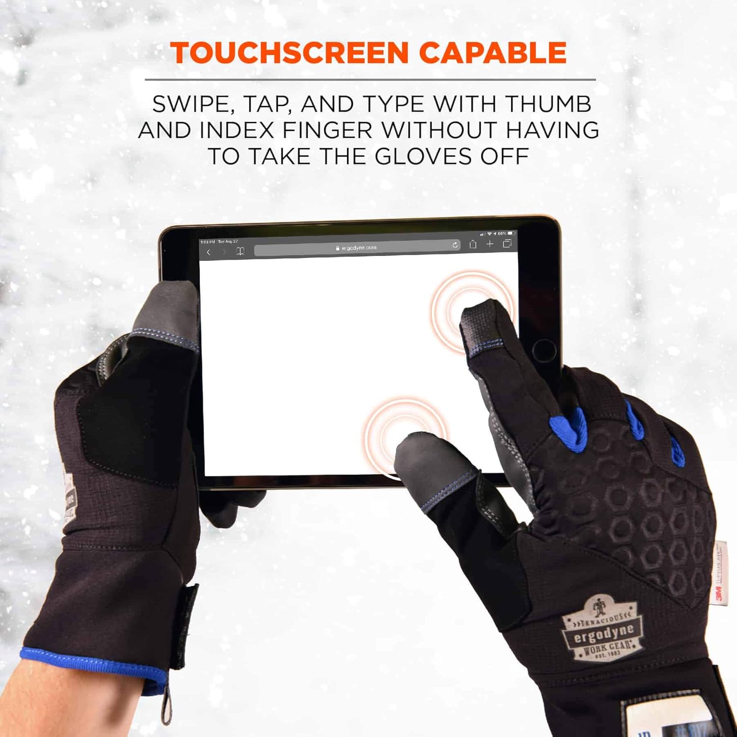 ERGODYNE ProFlex 817 Thermal Insulated Touchscreen Reinforced Palm Work Gloves