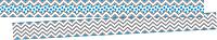 Barker Creek Double-Sided Border 2-Pack, Gray & Blue Chevron, Decorate Galore with 70' of Border