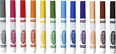 Crayola Broad Line Markers, Assorted Classic And Bright Colors, Box Of 12