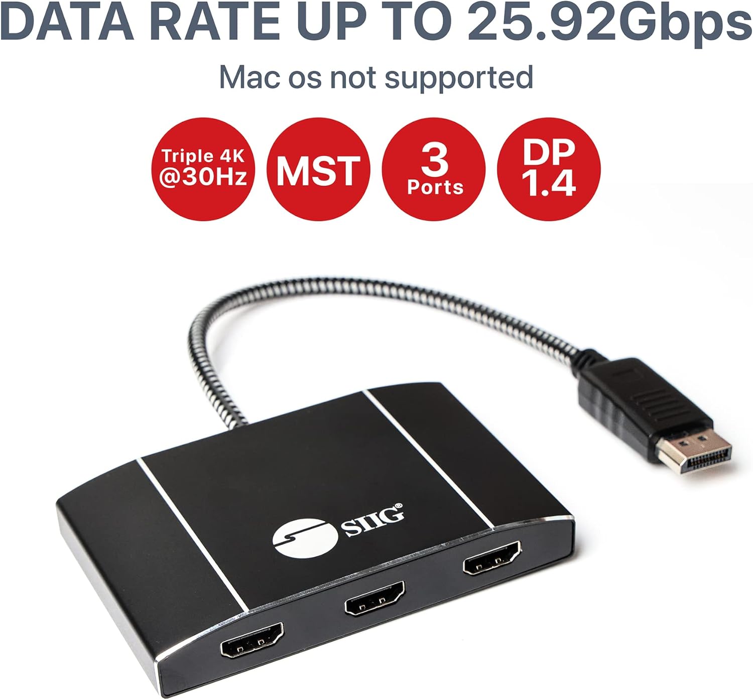 SIIG DisplayPort MST Hub Splitter (Multi-Stream Transport)