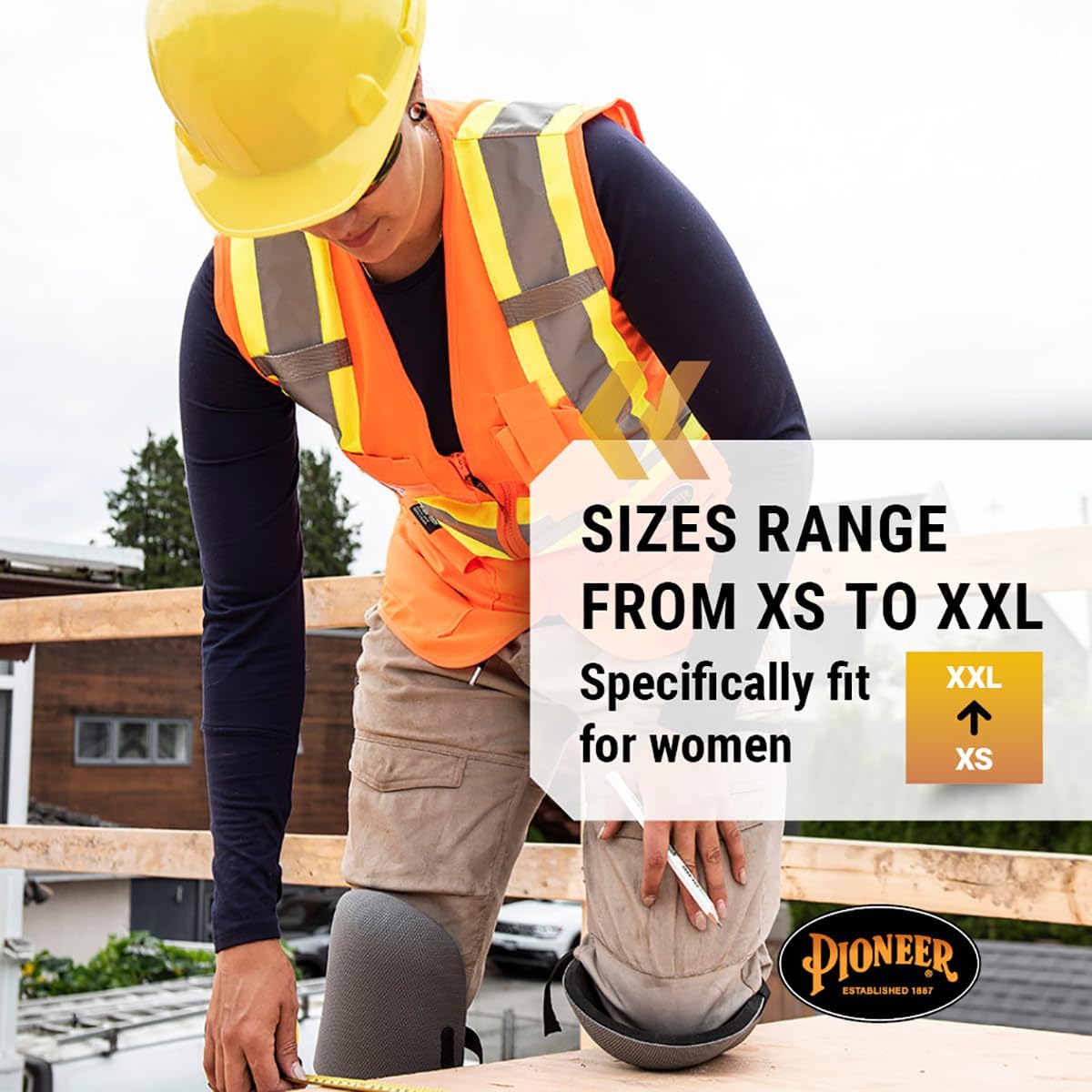 Pioneer Safety Vest for Women With Pockets - Hi-Vis Reflective Tape