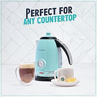 Nostalgia Retro Stainless Steel Electric Tea And Water Kettle, 1.7 Liters, Auto-Shut Off & Boil-Dry Protection