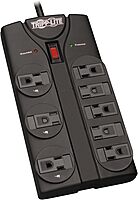 Tripp Lite TLP808B 8 Outlet Surge Protector Power Strip, 8ft Cord Right Angle Plug, Black, Lifetime Insurance