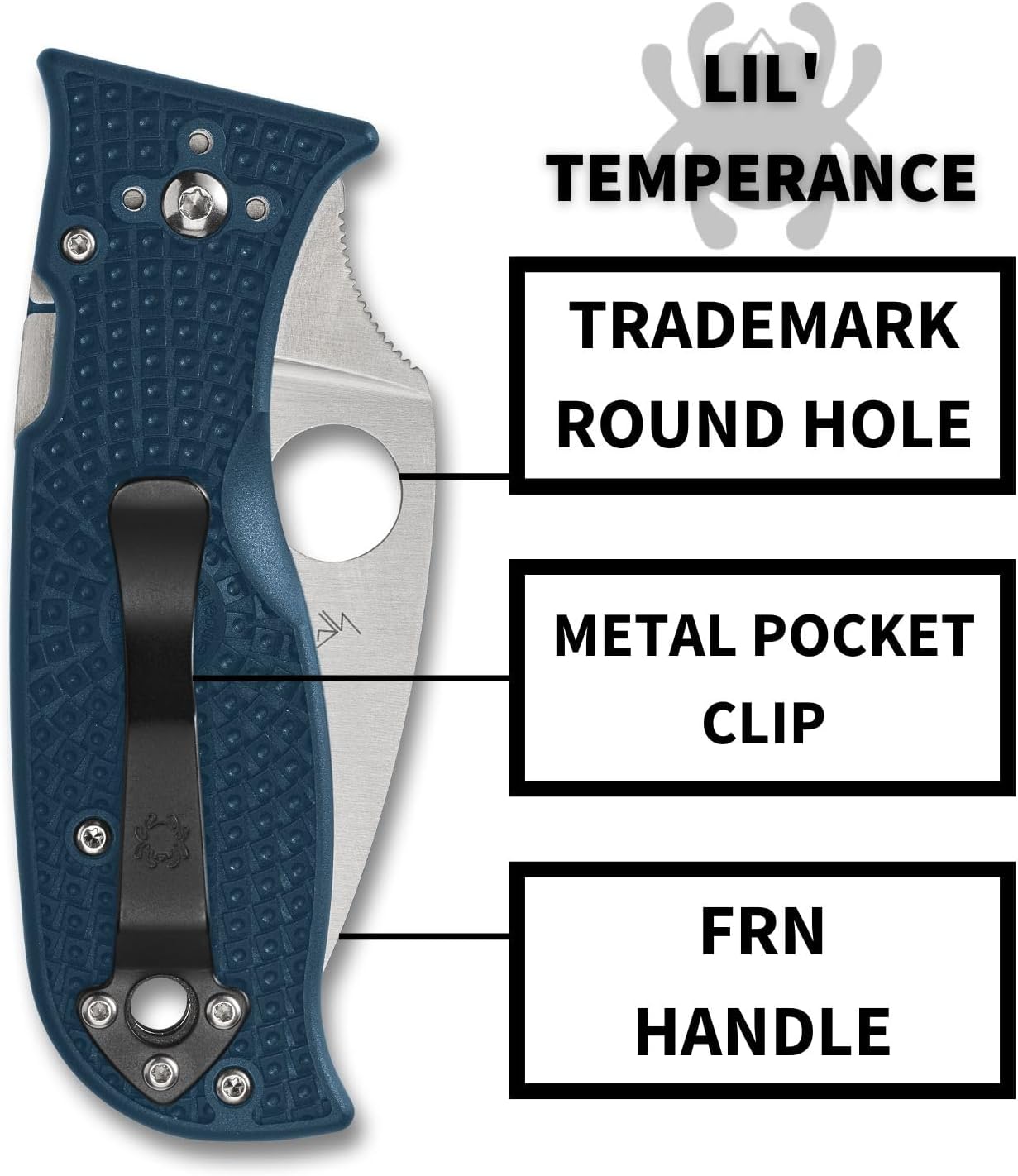 Spyderco Knives Lil Temperance 3 C69PBL3K390 Blue FRN and K390 Steel Pocket Knife