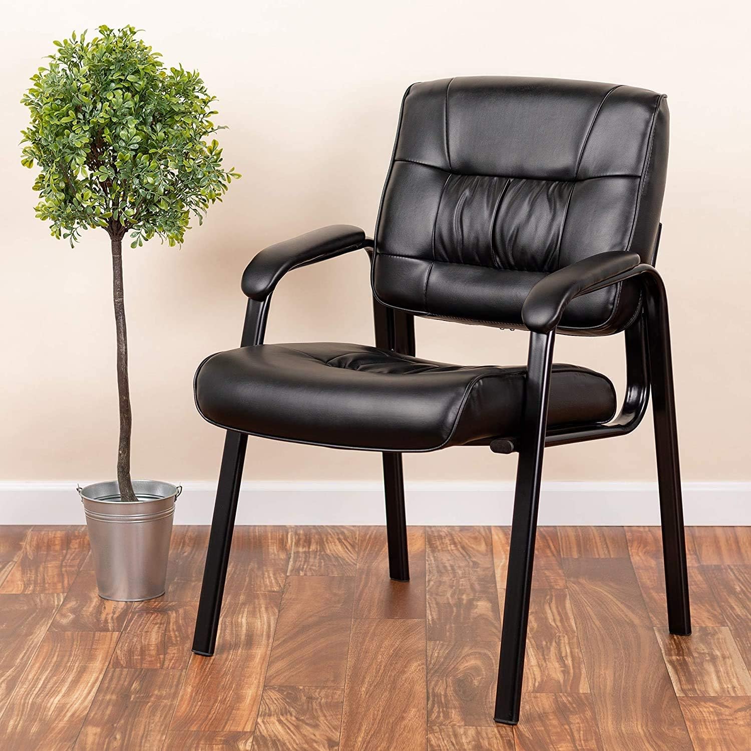 Flash Furniture Haeger LeatherSoft Tufted Executive Reception Chair with Padded Armrests