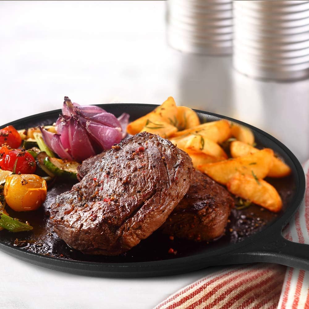 COMMERCIAL CHEF Preseasoned Cast Iron Round Griddle Pan