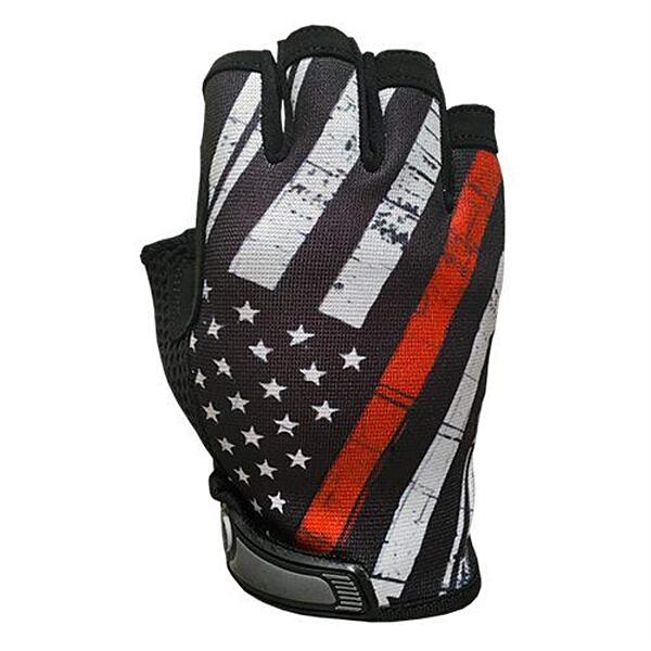 INDUSTRIOUS HANDWEAR Red Line Flag Half-Finger Gloves