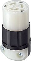 Leviton 15 Amp, 125 Volt, NEMA L5-15R, 2P, 3W, Locking Connector, Industrial Grade, Grounding, 4729-C, Black-White