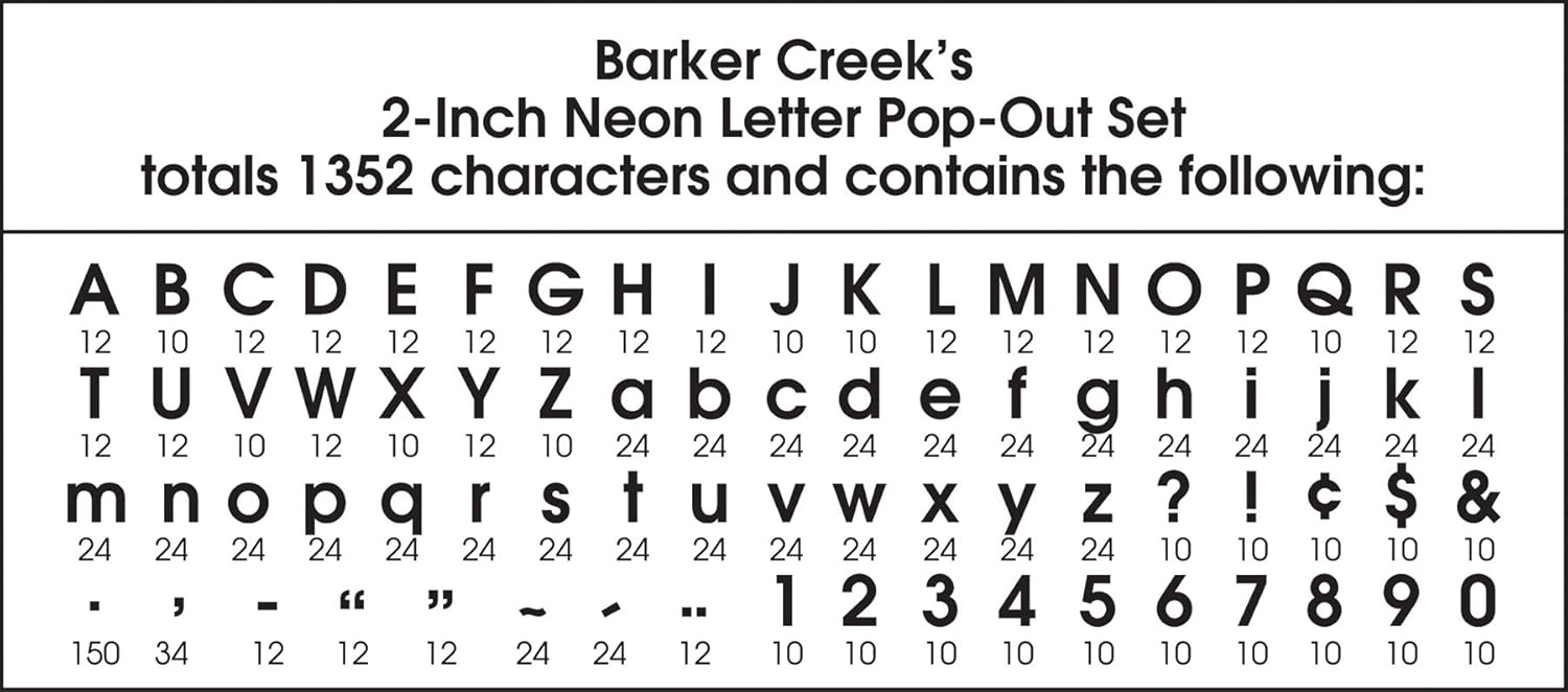 Barker Creek 2" Letter Pop-Outs 2-Pack, Neon, Jazz Up Your Bulletin Boards with These Colorful Letters