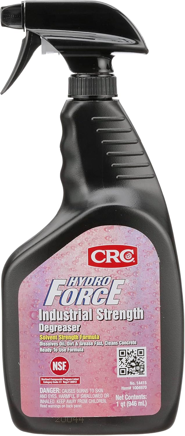 CRC HydroForce Industrial Strength Degreaser, 14415 – 32 FL. Oz., Heavy Duty Aqueous Cleaner