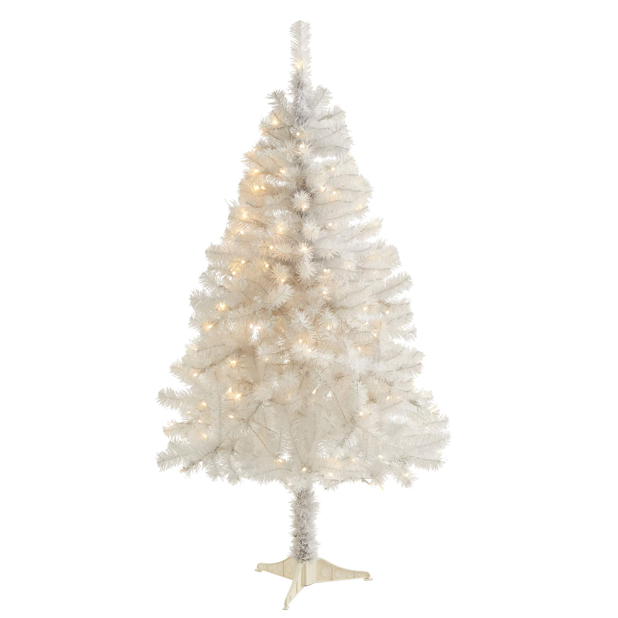 Nearly Natural 4ft. White Artificial Christmas Tree with 100 Clear LED Lights