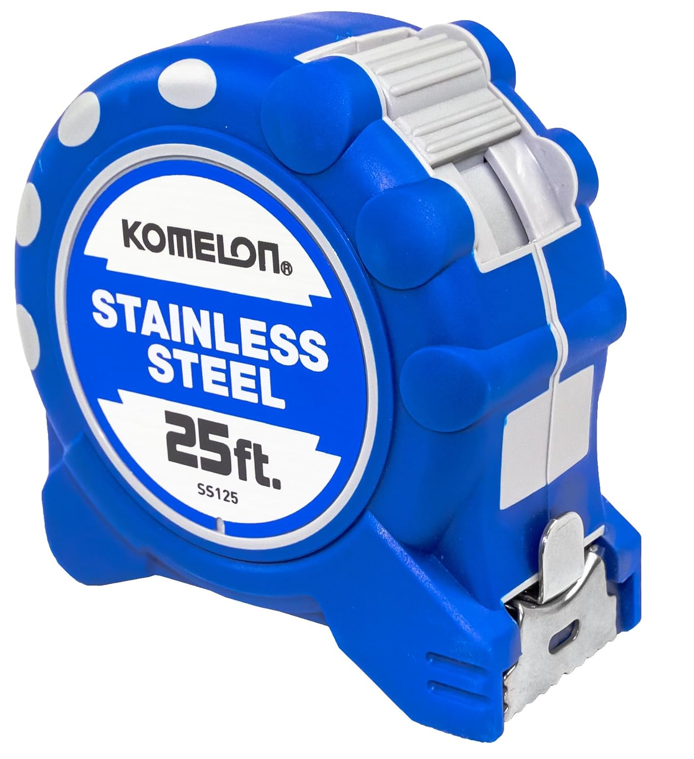 Komelon SS125 Gripper 25-Foot Stainless Steel Measuring Tape, Blue Stainless Steel 7.6 m