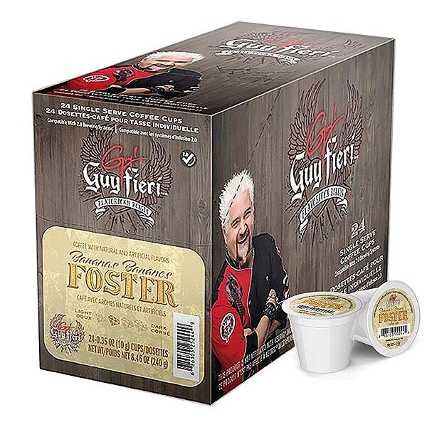 Guy Fieri Flavortown Coffee Pods, Bananas Foster Flavored Coffee, Medium Roast Coffee for Keurig K Cups Machines, Single Serve Coffee Pods, 24 Count… Bananas Foster 24 Count (Pack of 1)