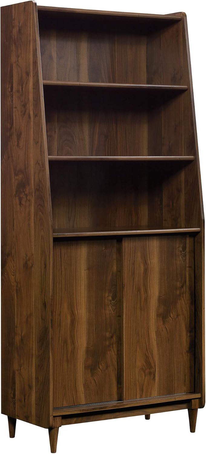 Sauder 59" L-Desk and Bookcase Bundle, Clifford Place Collection, Grand Walnut Finish L-Desk + 3 Tier Bookcase