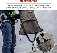 Ergodyne Arsenal 5974 Large Nylon Hoist Bucket Tool Bag - Swiveling Carabiner, Zipper Top