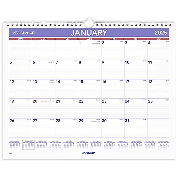 AT-A-GLANCE Monthly Wall Calendar