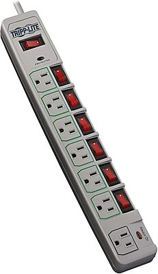Tripp Lite TLP76MSG 7 Outlet (6 Individually Controlled) Surge Protector Power Strip, 6ft Cord, Lifetime Limited Warranty & Dollar 25K Insurance, Grey Grey ECO-Outlets 7 Outlets
