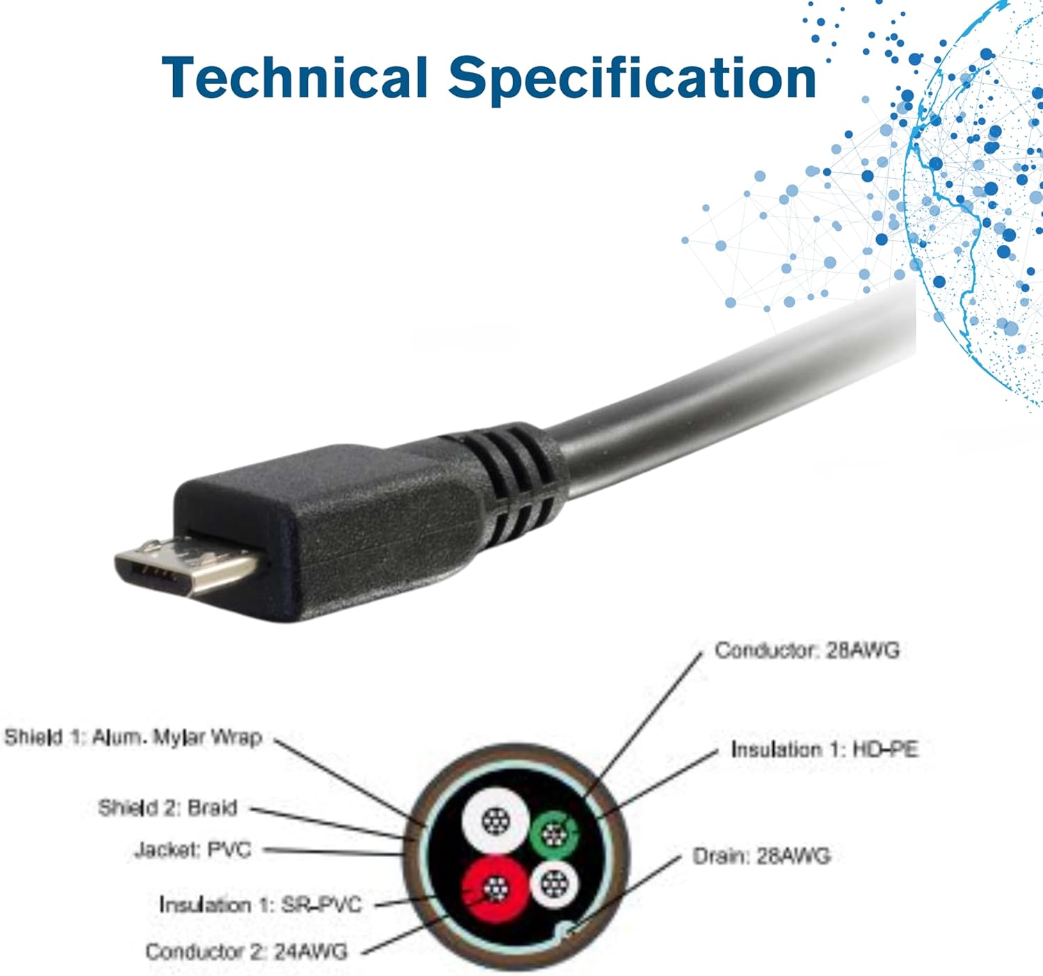 C2G Legrand USB A to B Cable, Male to Male USB Cable, Micro USB Cable, 1 Meters (3.28 Foot) Data Transfer Cable