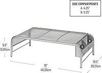 Mind Reader Monitor Stand, Ventilated Laptop Riser, Desktop Organizer, Side Storage, Metal Mesh, 20"L x 11.5"W x 5.5"H, Silver