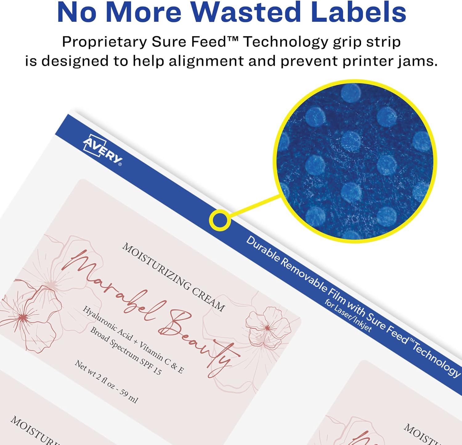 AVERY Durable Removable Rectangle Labels, Sure Feed Technology, 2" x 3", Matte White Film