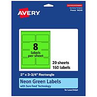 Avery Printable Neon Green Rectangle Labels 2 x 3.75 Print-to-Edge
