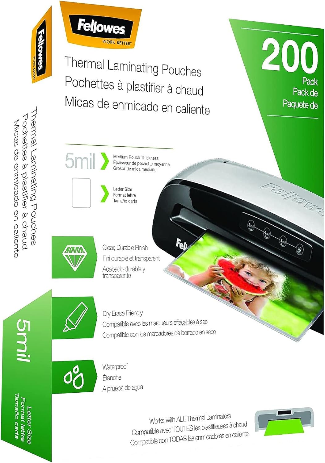 Fellowes Thermal Laminating Pouches, Letter Size 9 x 11.5 Inches