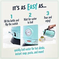 Nostalgia Retro Stainless Steel Electric Tea And Water Kettle, 1.7 Liters, Auto-Shut Off & Boil-Dry Protection