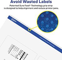 AVERY Glossy Clear Rectangle Labels, Sure Feed Technology, 8" x 3.5", Print-to-The-Edge, Laser/Inkjet Printable