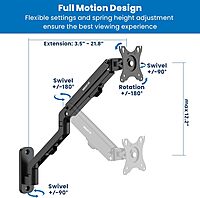Mount-It! Counterbalance Steel Monitor and Laptop Arm for Wall and Pole Mounting