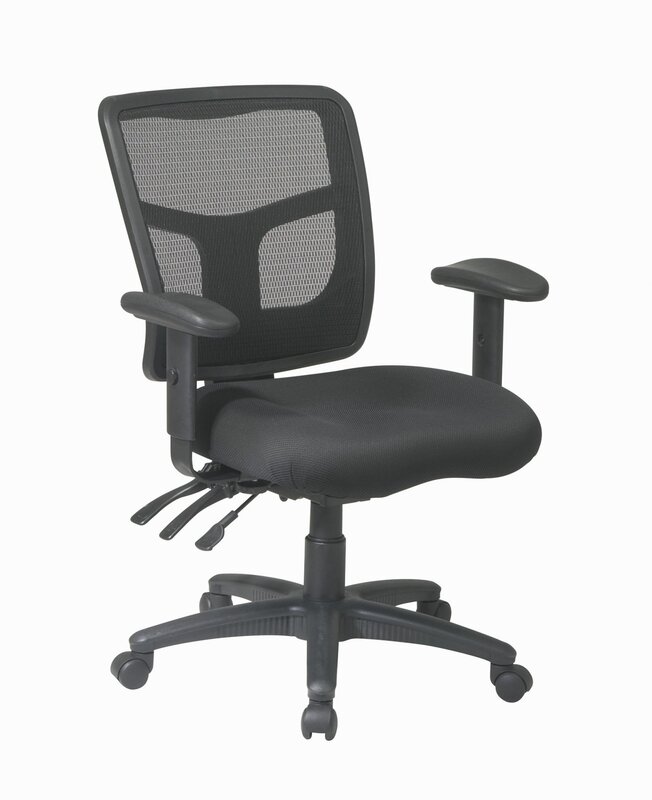 Office Star ProGrid Breathable Mesh Back Manager's Office Chair with Built-in Lumbar Support and 2-Way Adjustable Padded