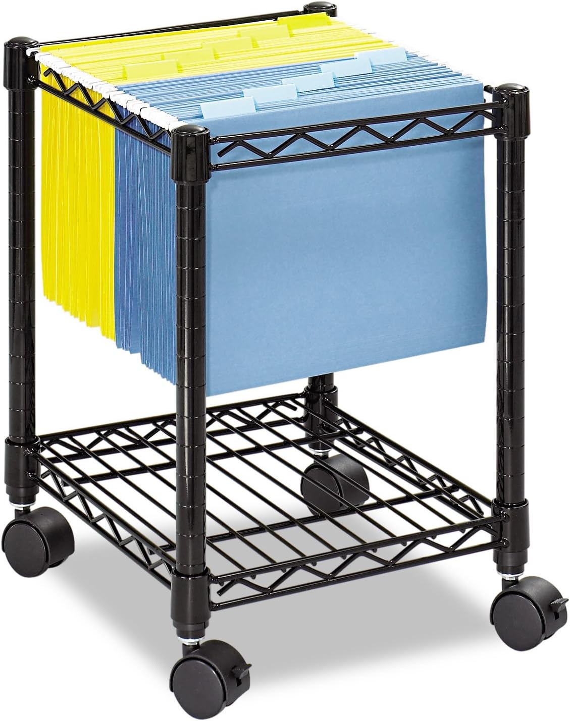 Safco Compact Rolling Cart, Fits Letter and Legal-Size Hanging Folders, Mobile File Storage, Steel, Black
