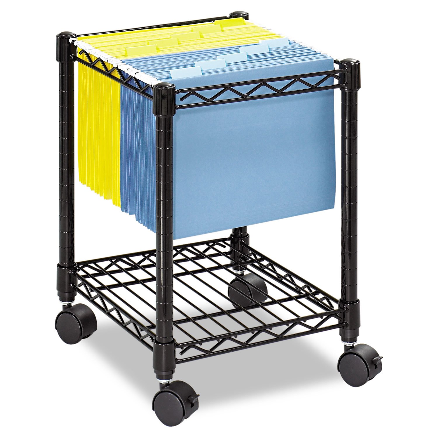Safco Compact Rolling Cart, Fits Letter and Legal-Size Hanging Folders, Mobile File Storage, Steel, Black
