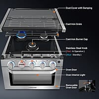 AMZCHEF Estufa de gas RV de 21 pulgadas de 12 V con 3 quemadores AMZCHEF Estufa de gas RV de 21 pulgadas de 12 V con 3 quemadores