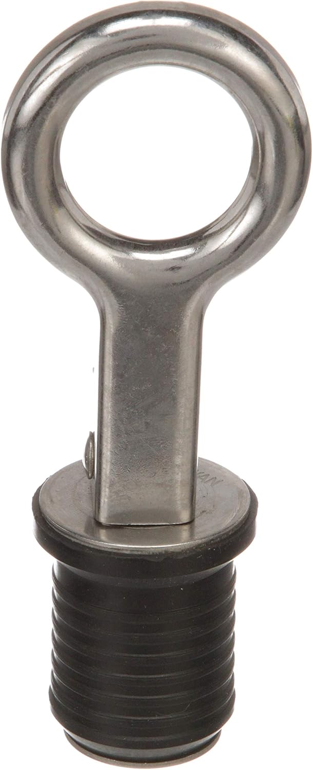 Attwood 7520A3 Snap-Handle Drain Plug, for 1-Inch-Diameter Drains, Locks in Place, Steel Handle, Rubber Plug