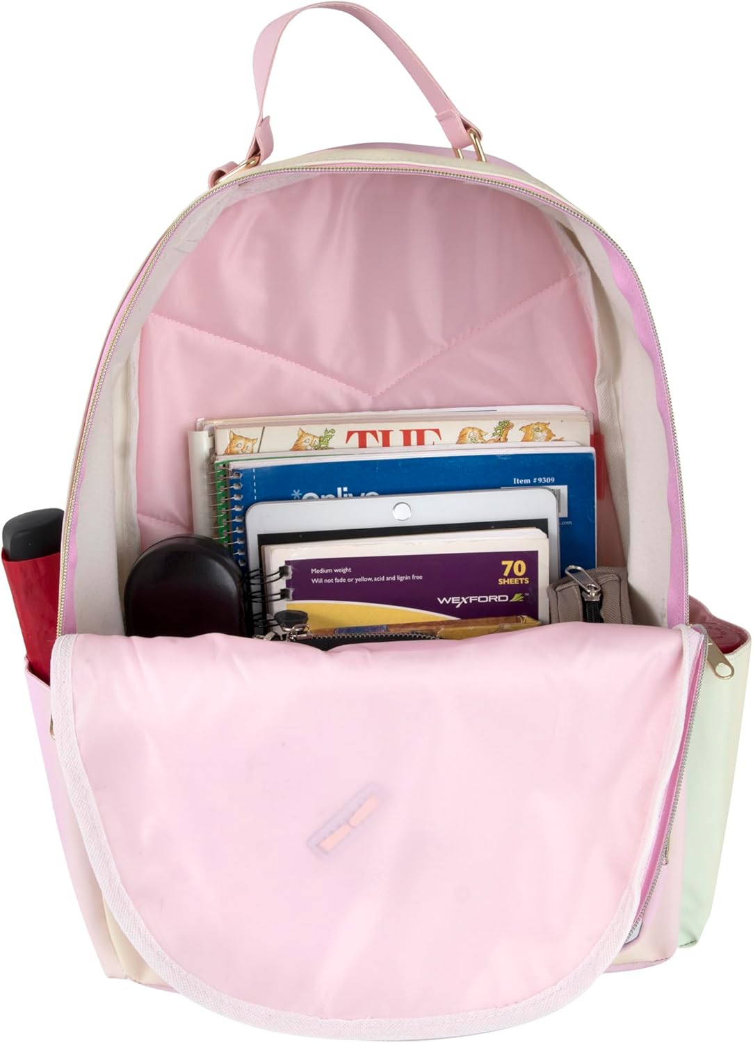 Emma & Chloe Pastel Waterproof Vinyl Backpack for Traveling and Commuting (Ombre Stripes)